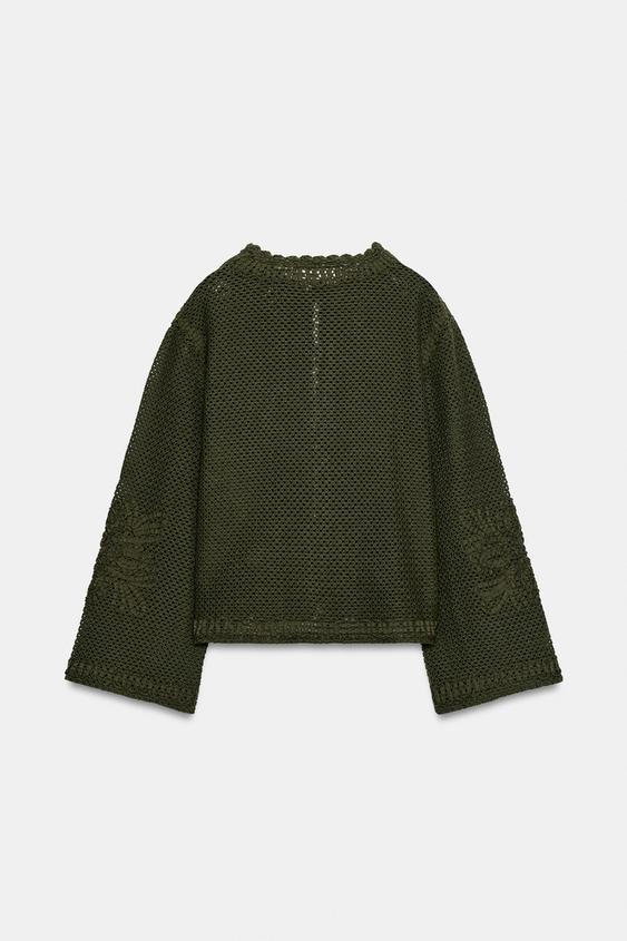 Veste contrastée au crochet