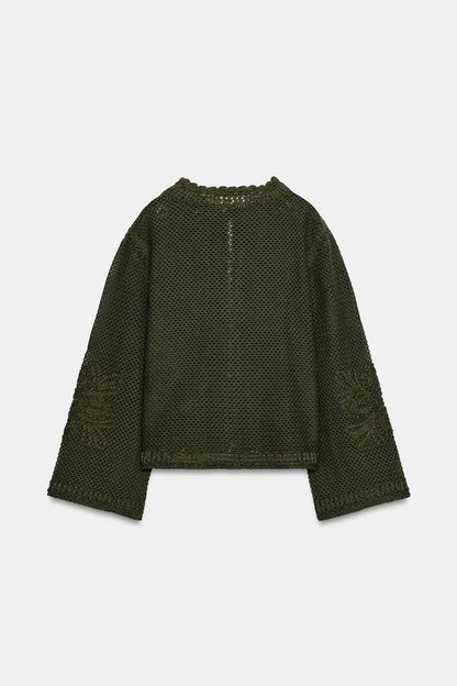 Veste contrastée au crochet