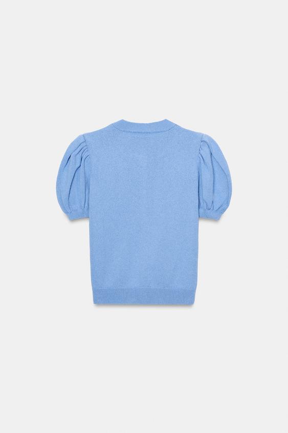 Veste en maille à manches courtes bouffantes