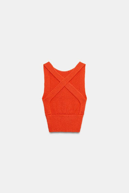 Top en maille à dos croisé
