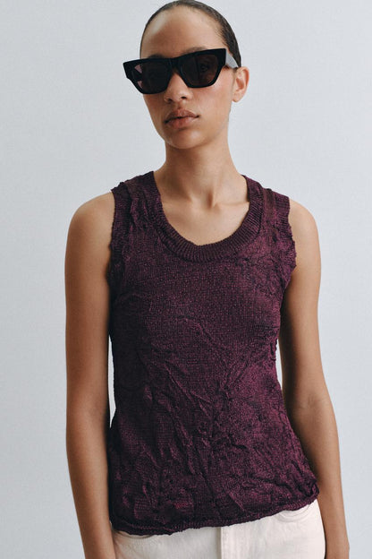 Top en maille effet froissé
