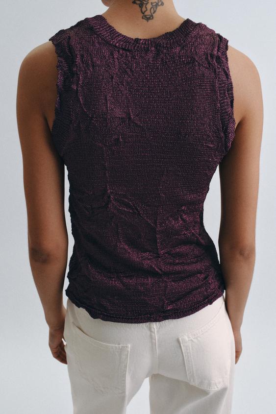 Top en maille effet froissé