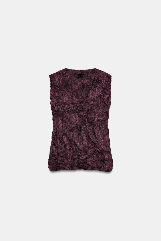 Top en maille effet froissé