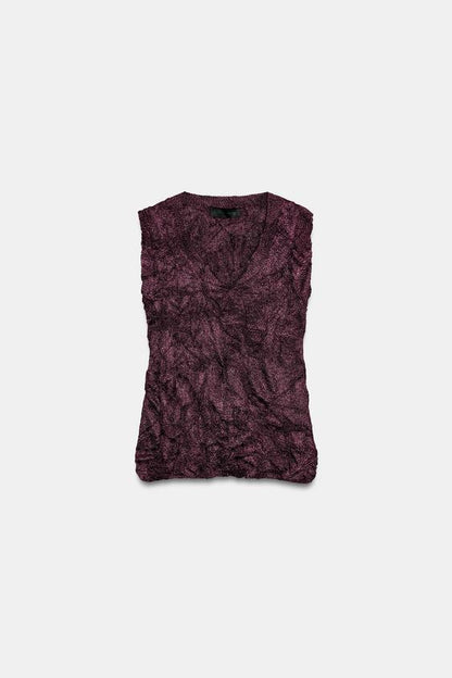 Top en maille effet froissé
