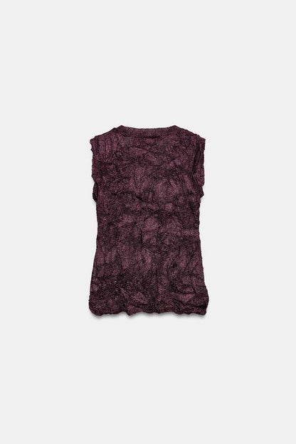 Top en maille effet froissé