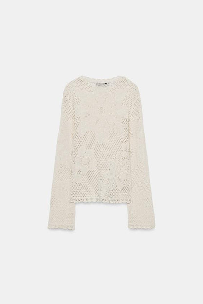Pull en maille pointelle