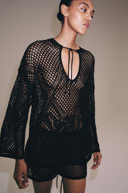 Pull en maille ajourée