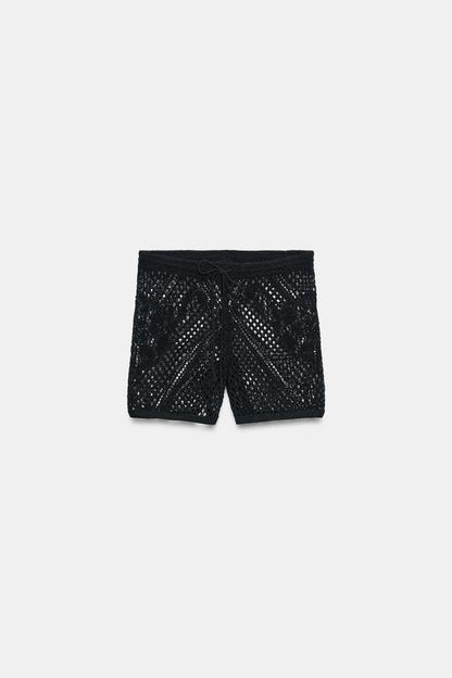 Short en maille ajourée