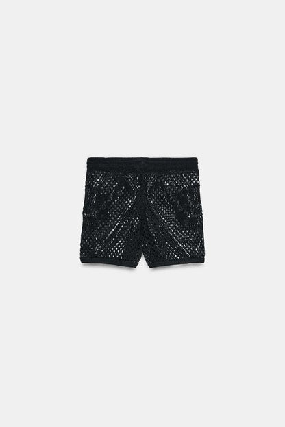 Short en maille ajourée
