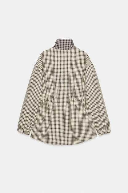 Veste à carreaux à col montant