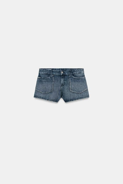 Short en denim TRF à clous