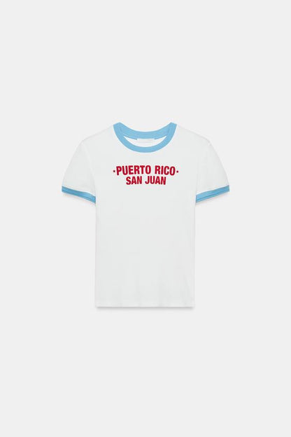 T-shirt à passepoils et texte