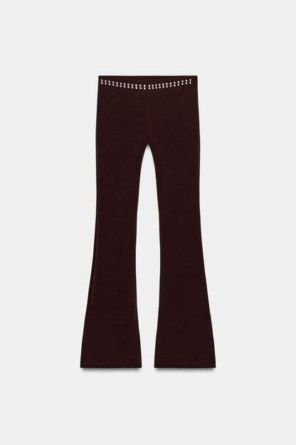 Pantalon coupe évasée extensible à clous