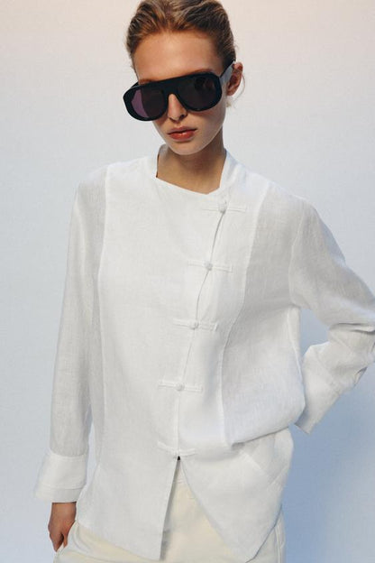 Chemise à brandebourgs 100 % lin ZW Collection
