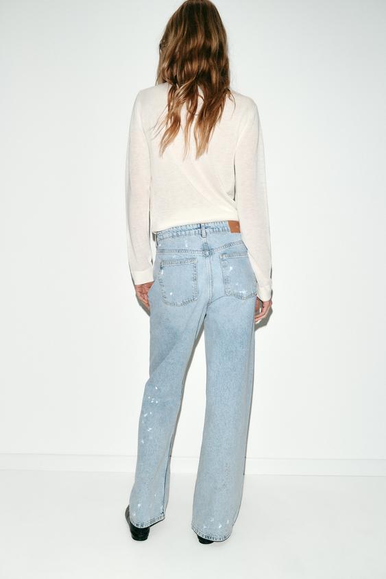 Jean Z1975 coupe ample taille mi-haute effet peinture