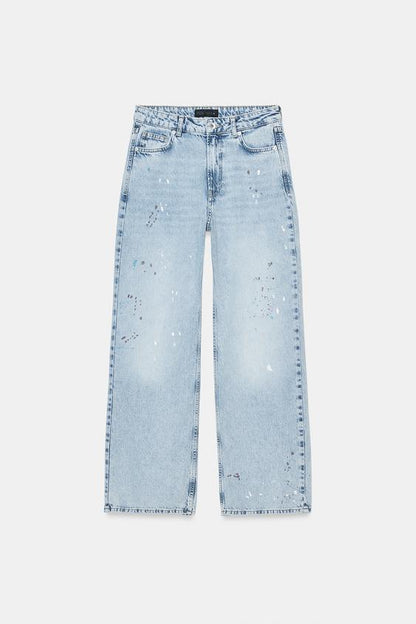 Jean Z1975 coupe ample taille mi-haute effet peinture