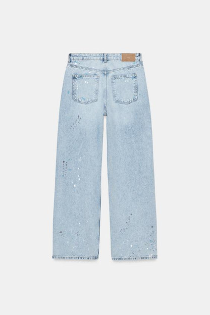 Jean Z1975 coupe ample taille mi-haute effet peinture