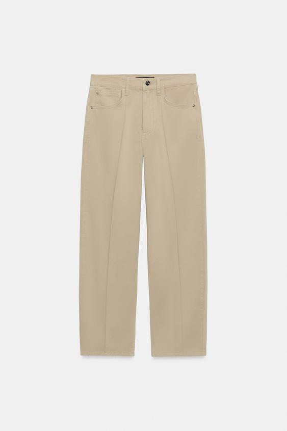Pantalon coupe barrel à rayure et pli marqué