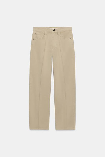 Pantalon coupe barrel à rayure et pli marqué