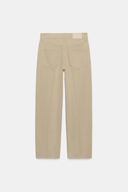 Pantalon coupe barrel à rayure et pli marqué