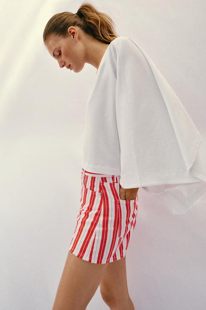 Short coupe mom à rayures