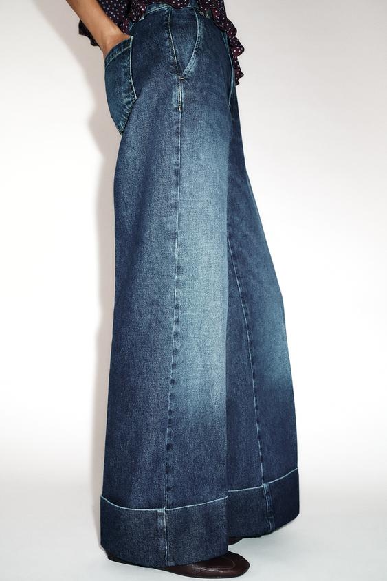 Jean Z1975 coupe droite taille basse avec revers au bas