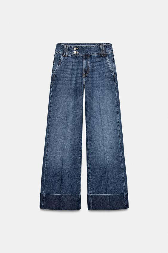 Jean Z1975 coupe droite taille basse avec revers au bas