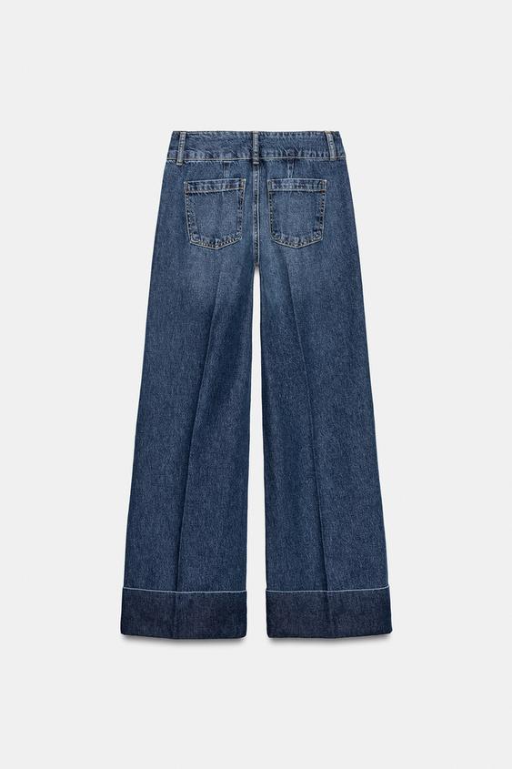 Jean Z1975 coupe droite taille basse avec revers au bas