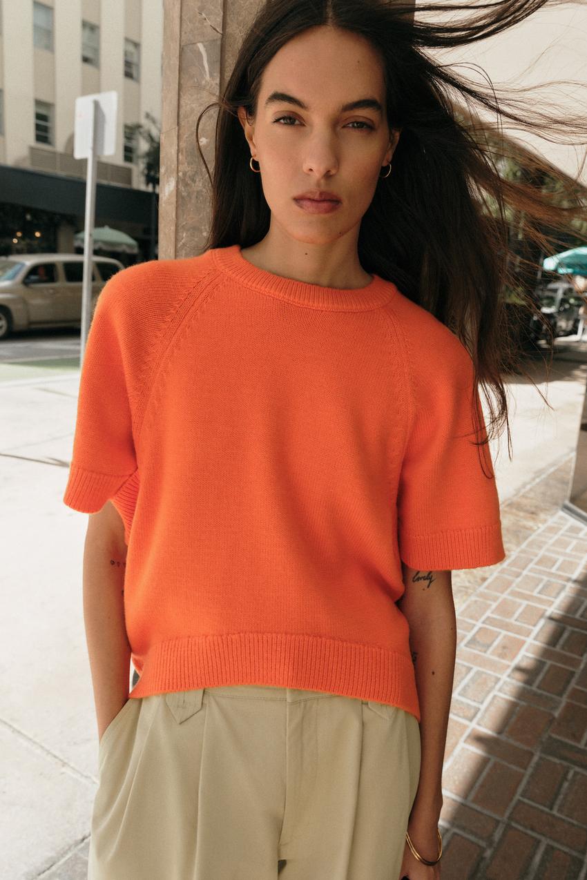 Pull en maille à manches courtes