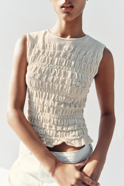 Top en maille smockée