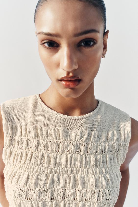 Top en maille smockée