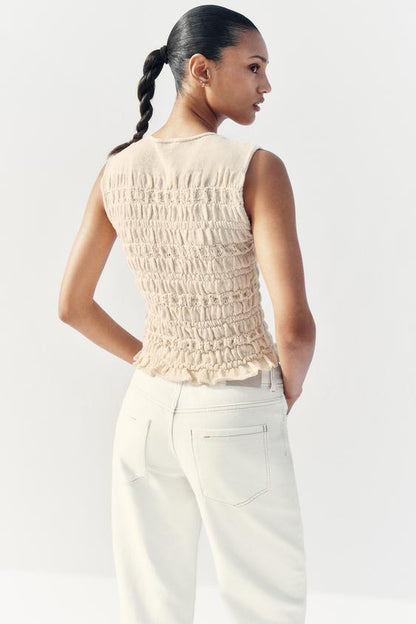 Top en maille smockée