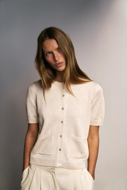 Veste en maille à manches courtes