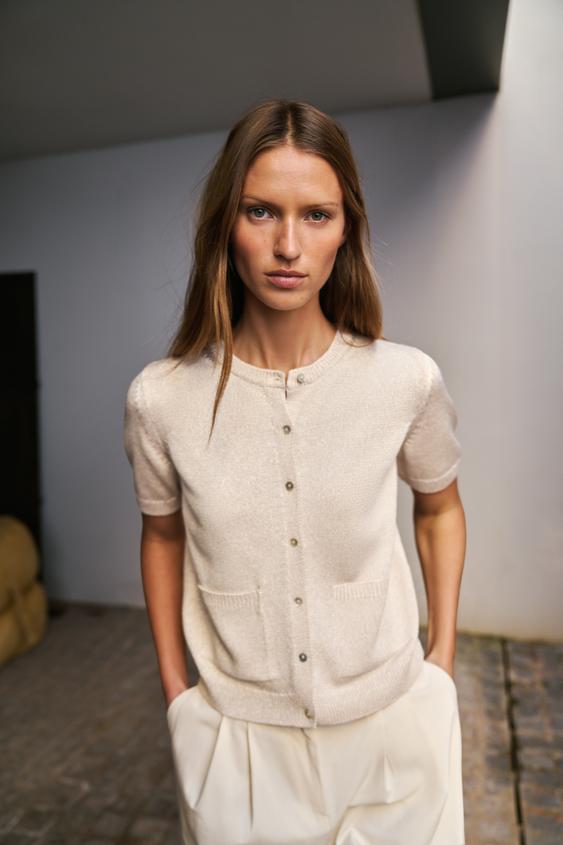 Veste en maille à manches courtes