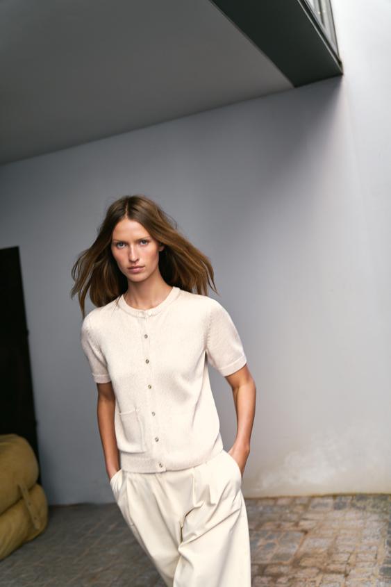Veste en maille à manches courtes