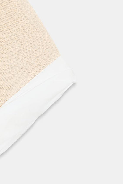 Pull en maille à manches contrastées avec revers