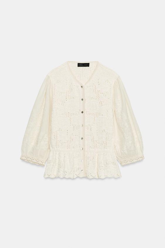 Veste romantique en maille contrastée