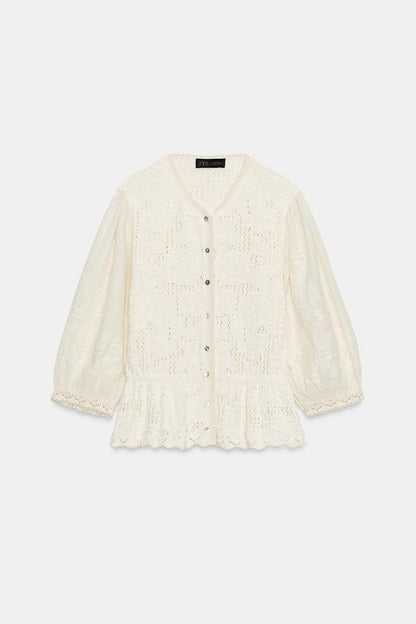 Veste romantique en maille contrastée