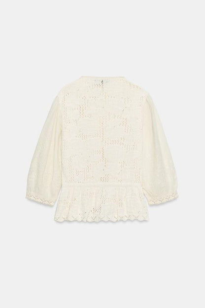 Veste romantique en maille contrastée