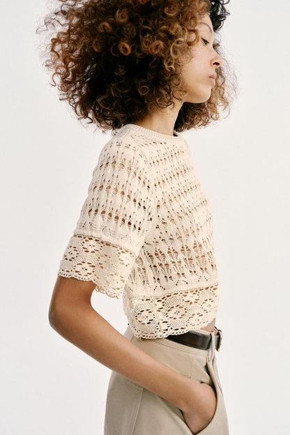Top en maille pointelle