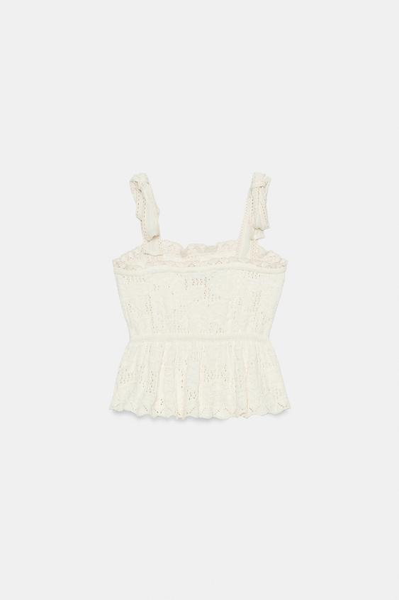 Top romantique en maille avec nœuds