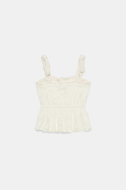 Top romantique en maille avec nœuds