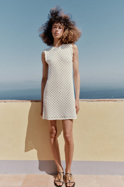 Robe mini en maille pointelle