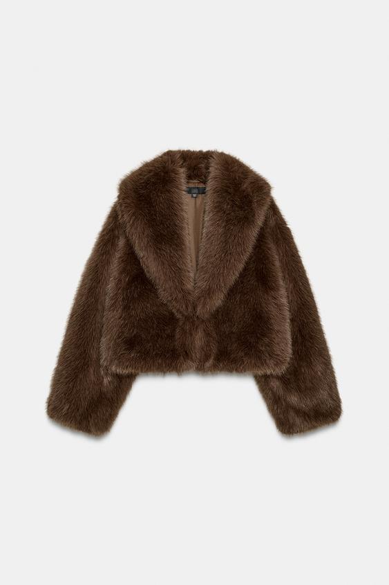 Manteau court effet fourrure