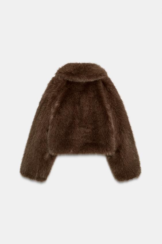 Manteau court effet fourrure