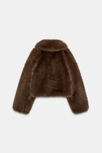 Manteau court effet fourrure