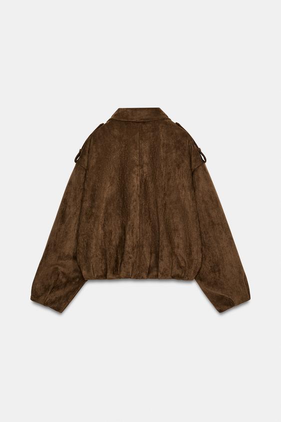 Blouson biker effet suédine oversize