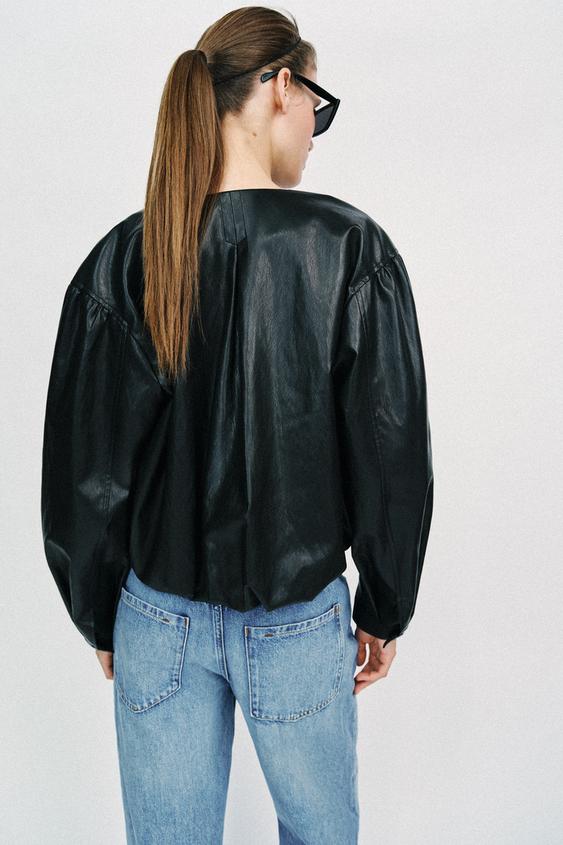 Blouson ballon effet cuir