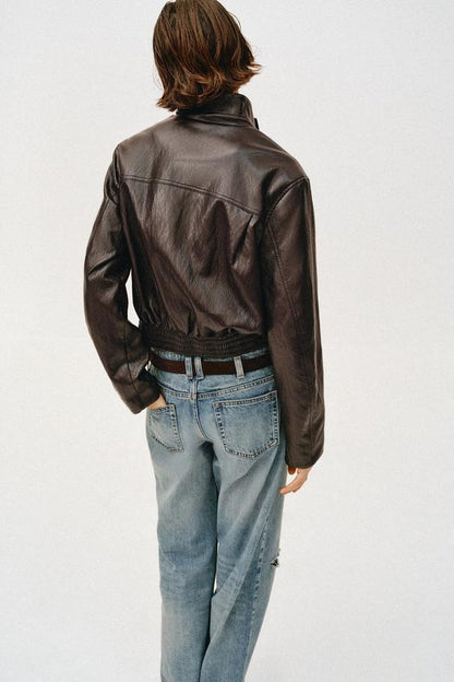 Veste bomber courte effet cuir
