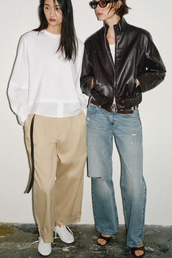 Veste bomber courte effet cuir